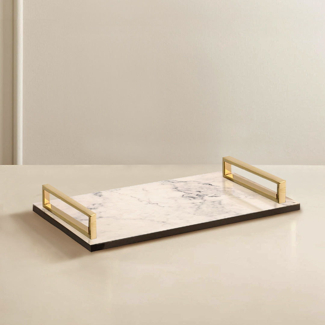 Marble Lacquer Tray White
