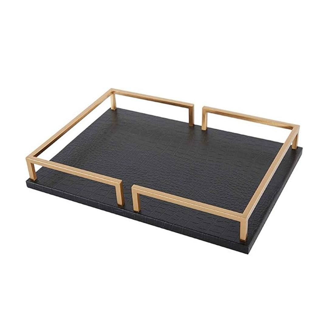 Rectangular Leather Tray Black