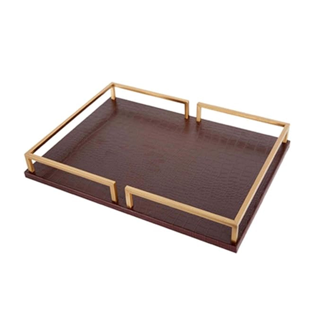 Rectangular Leather Tray Brown