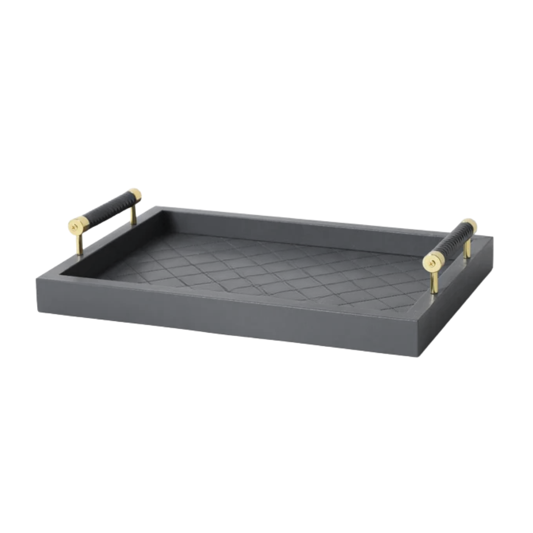 Rectangular PU Leather Tray with Handle