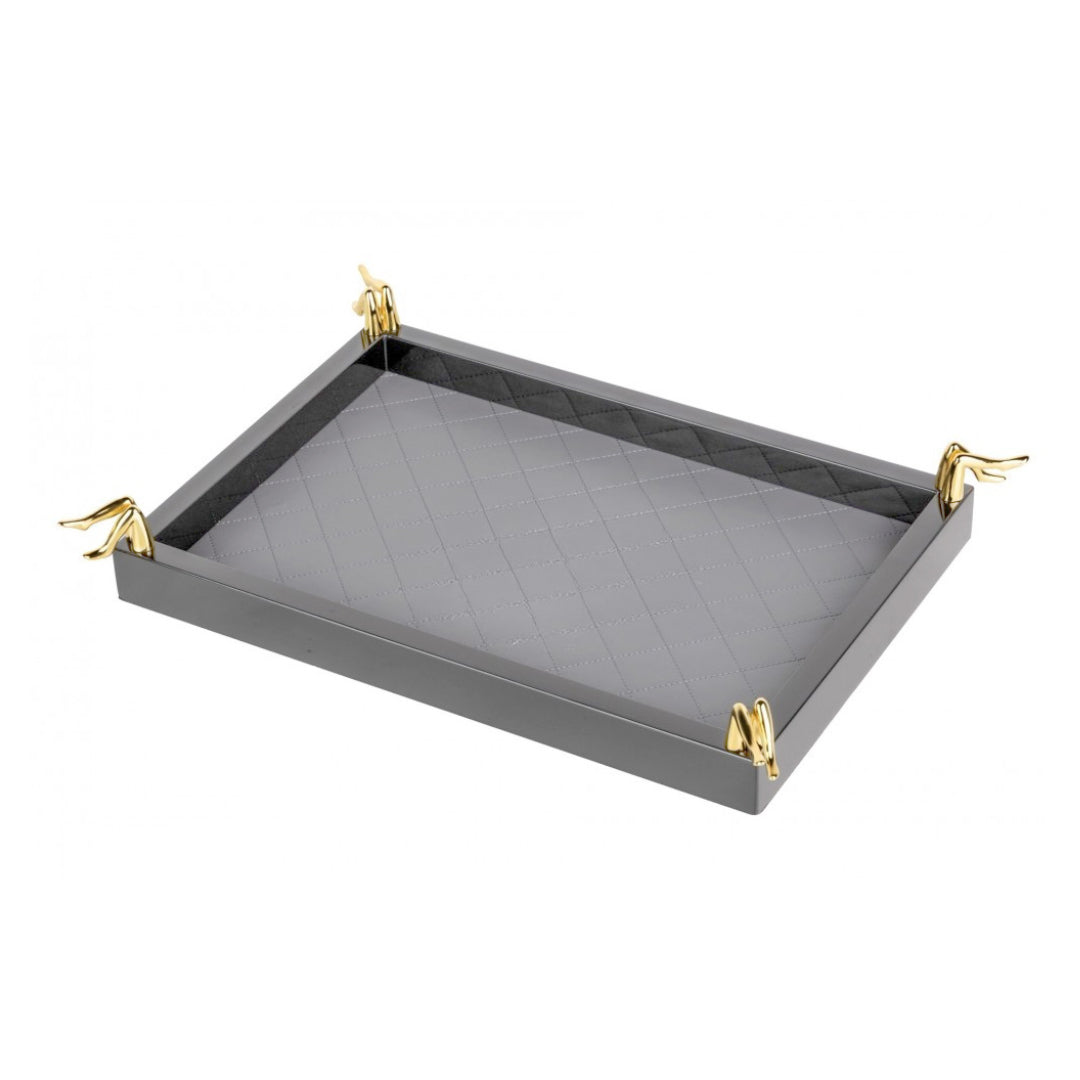 Rectangular PU Leather Tray Gray