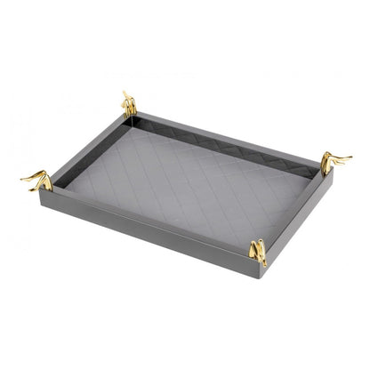 Rectangular PU Leather Tray Gray
