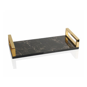Marble Lacquer Tray Black Gray