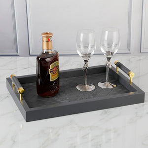 Rectangular PU Leather Tray with Handle